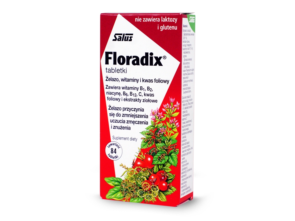 Żelazo, witaminy i kwas foliowy Floradix 84 tab