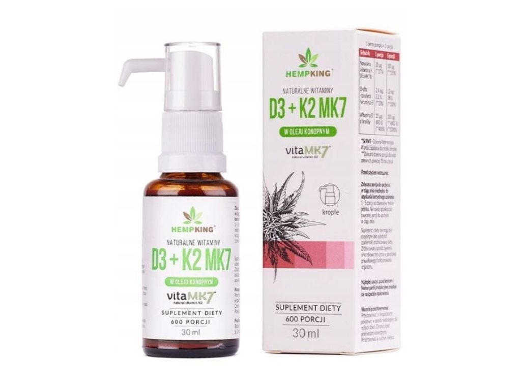 Witamina D3+K2Mk7 w BIO oleju konopnym 30ml