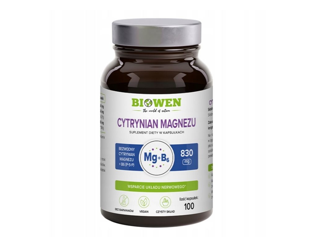 Cytrynian magnezu 825mg z witaminą B6 100 kapsułek