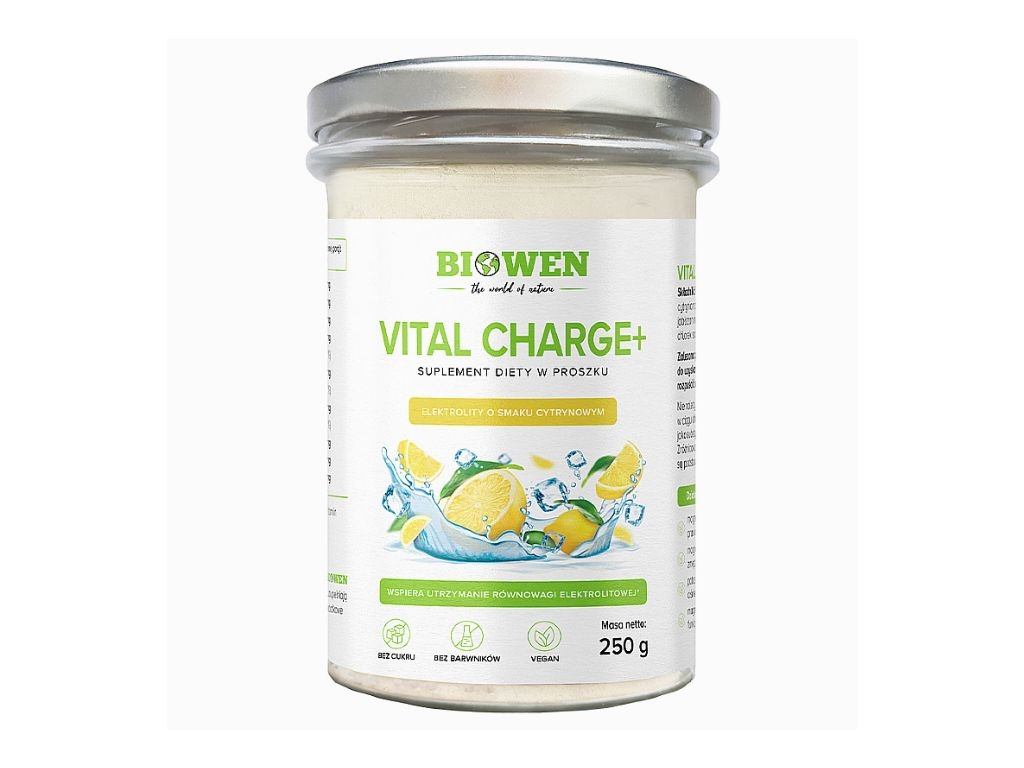 Elektrolity Vital charge+ o smaku cytrynowym 250g