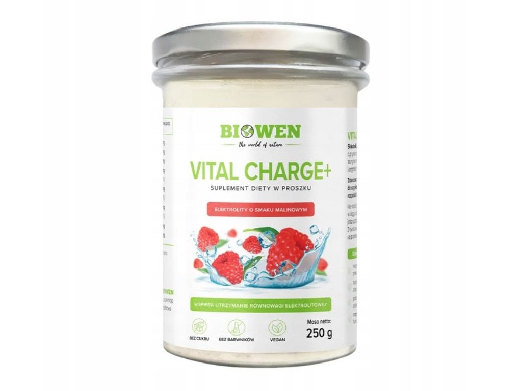 Elektrolity Vital charge+ o smaku malinowym 250g