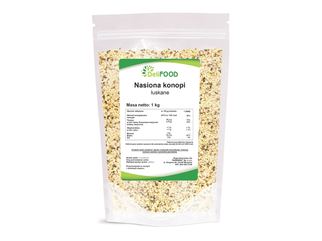 Nasiona konopne łuskane 1000g