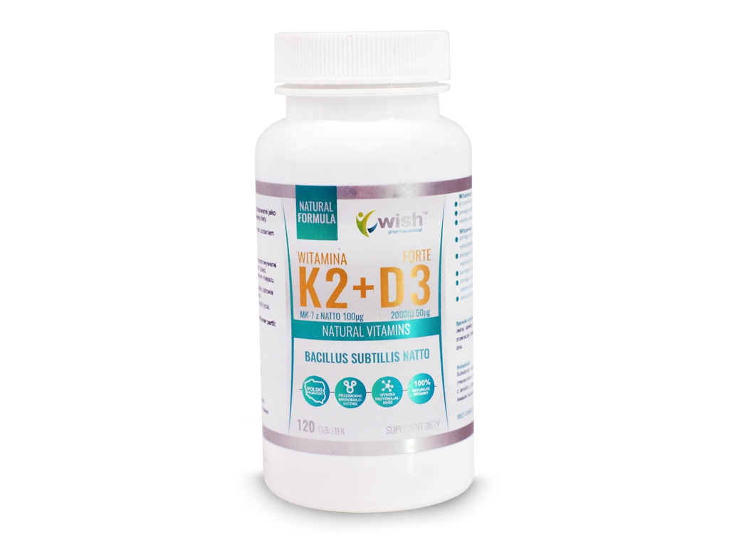 Witamina K2MK7+D3 2000IU 120 tabletek WISH