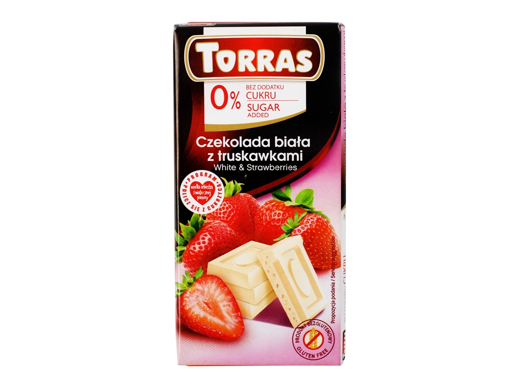 Czekolada biała z truskawkami 75g Torras