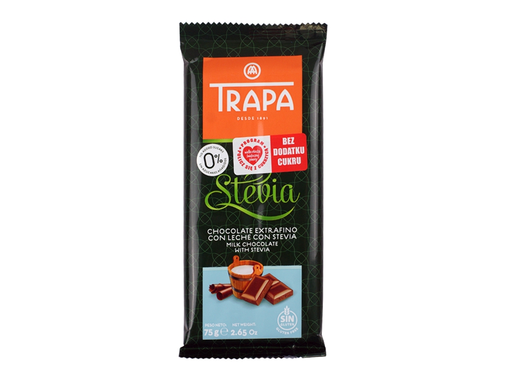 Czekolada mleczna ze stewią Trapa 75g