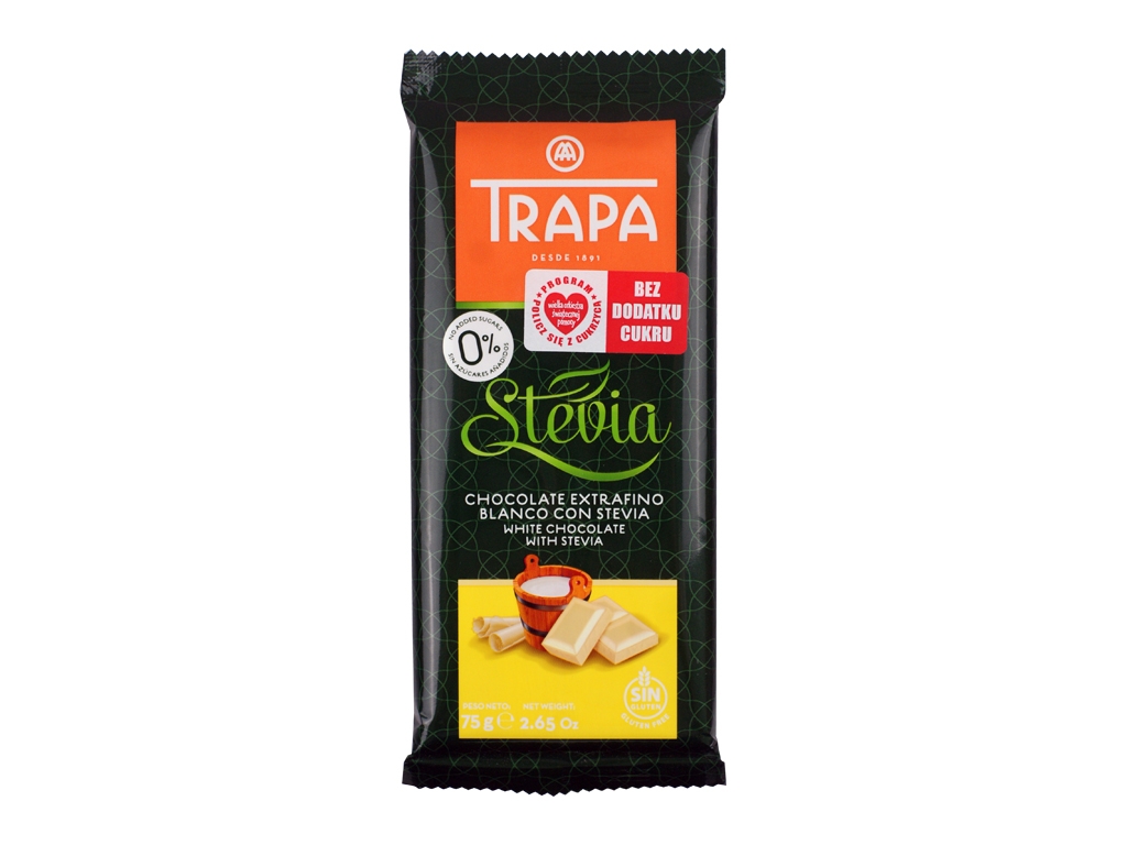 Czekolada biała ze stewią Trapa 75g