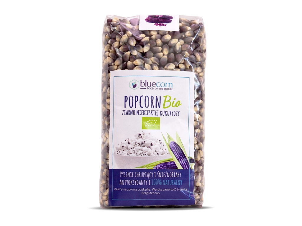 BIO Ziarna popcornu z niebieskiej kukurydzy 350g BLUECORN