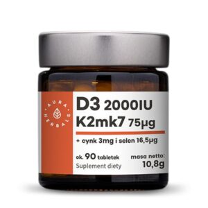 Witamina D3+K2mk7+cynk+selen 90tab. Aura Herbals