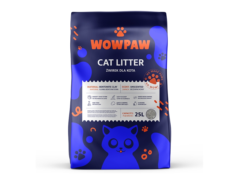 WowPaw Żwirek bentonitowy bezzapachowy 25l