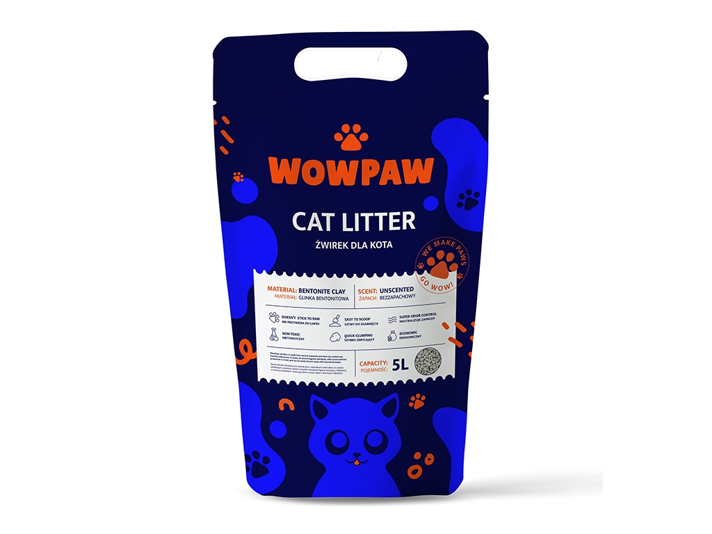 WowPaw Żwirek bentonitowy bezzapachowy 5l
