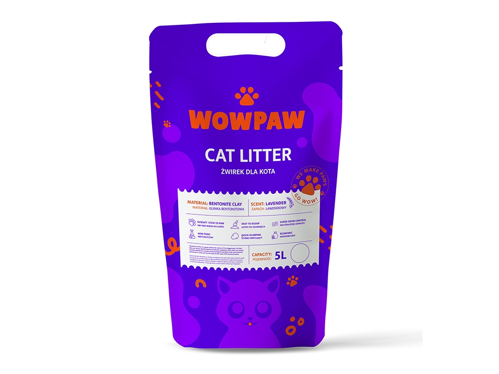 WowPaw Żwirek bentonitowy lawendowy 5l