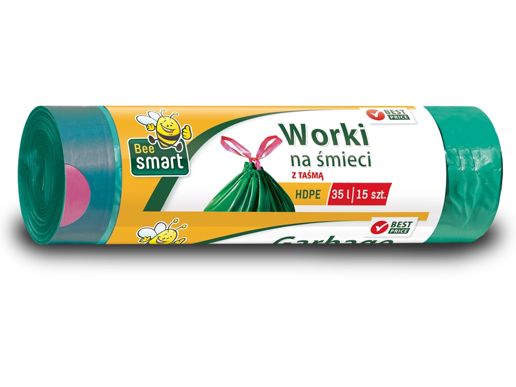 Worki na śmieci z taśmą 35L 15 sztuk