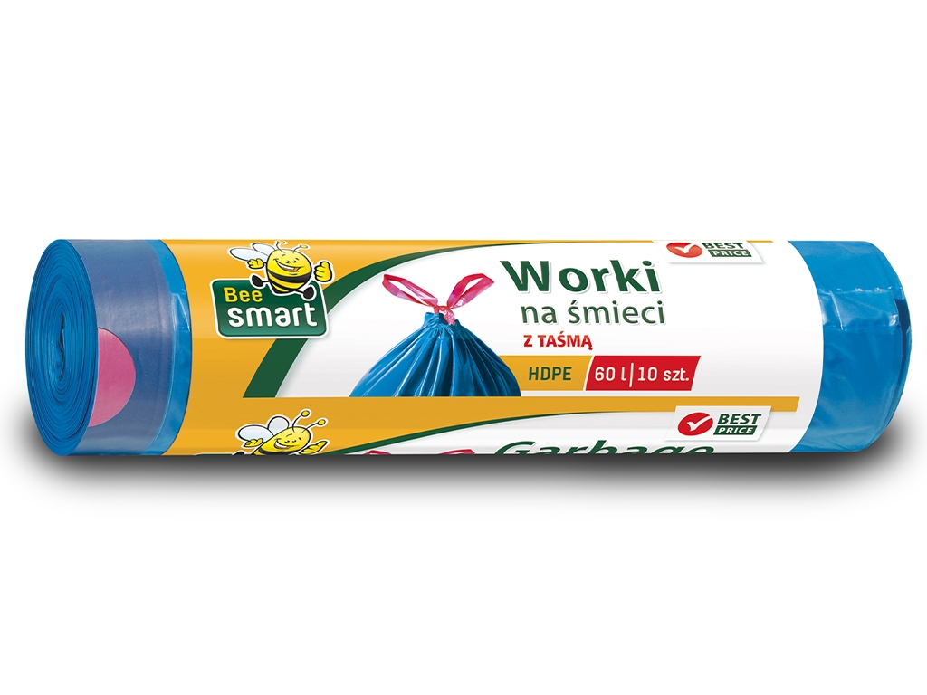 Worki na śmieci z taśmą 60L 10 sztuk