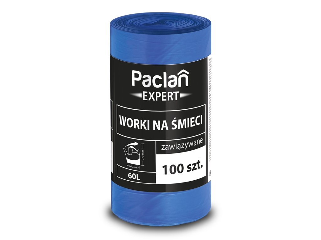 Worki na śmieci zawiązywane 60 L/ 100 szt.- PACLAN