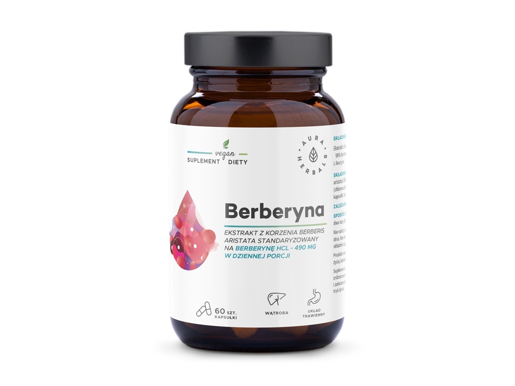 Berberyna HCL 490 mg Ekstrakt z kory 60 kapsułek