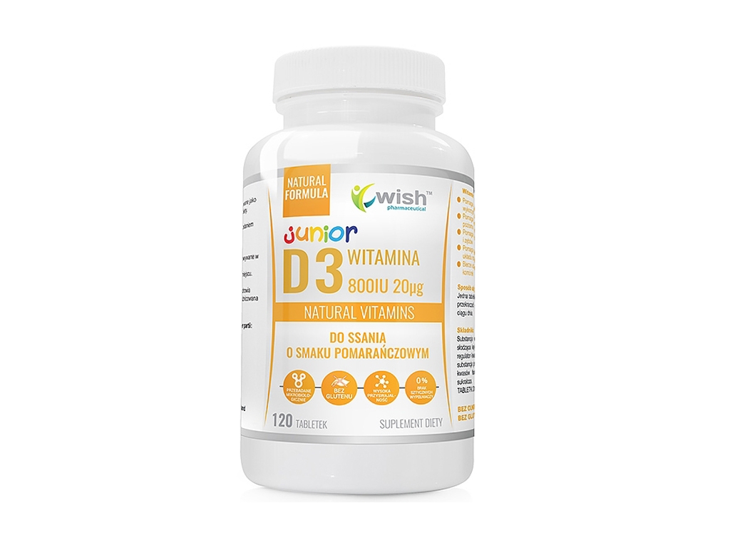 Witamina D3 JUNIOR 800IU 120 tabletek do ssania - WISH